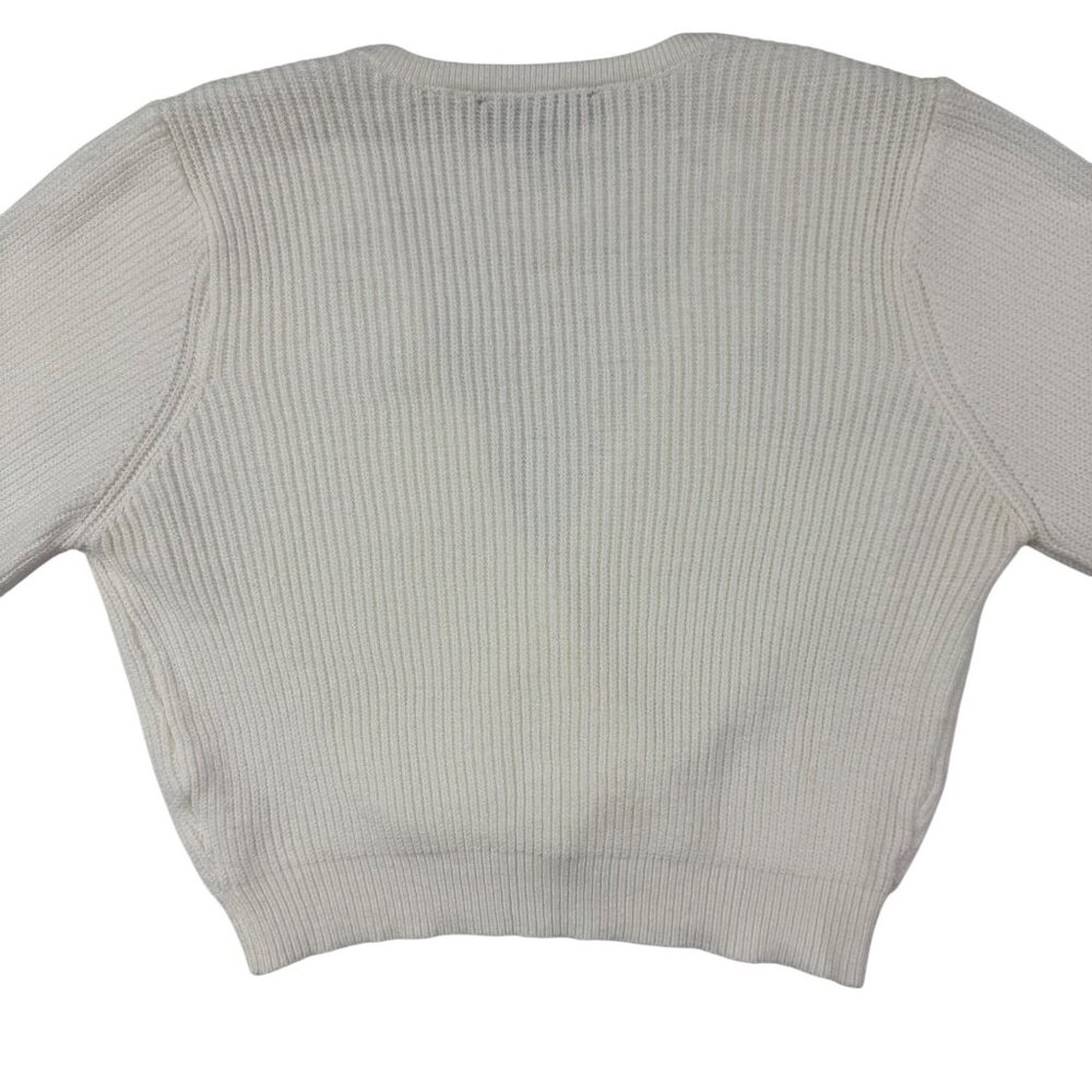XS Lulus Pullover Fit For Fall Ivory Surplice Balloon Sleeve Sweater - Picture 5 of 10